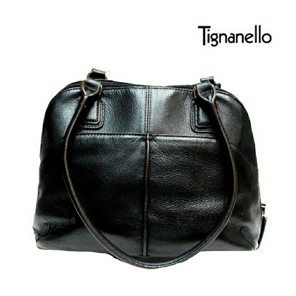 Tignanello Handbags - TIGNANELLO 100% BLACK PEBBLED LEATHER SHOULDER BAG